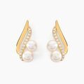 Boucles d'oreille sur Grenoble : Histoire d'Or Boucles D'oreilles Puces Loeva Or Jaune Perle De Culture Et Oxyde