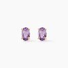 Histoire d'Or Boucles D'oreilles Puces Ovale Serti Griffe Or Jaune Amethyste