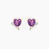 Histoire d'Or Boucles D'oreilles Puces Eva Or Jaune Amethyste Et Oxyde De Zirconium
