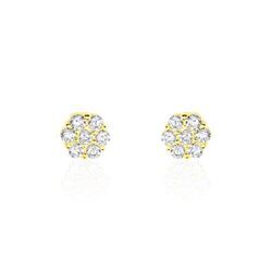 Histoire d'Or Boucles D'oreilles Puces Eleanor Fleur Or Jaune Oxyde De Zirconium