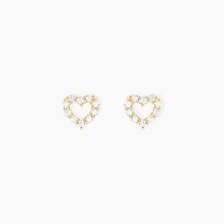 Histoire d'Or Boucles D'oreilles Puces Dorcas Coeur Ajoure Or Jaune Oxyde De Zirconium