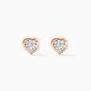 Histoire d'Or Boucles D'oreilles Puces Edme C?ur Or Rose Strass