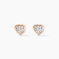 Histoire d'Or Boucles D'oreilles Puces Edme C?ur Or Rose Strass