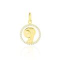 Histoire d'Or Pendentif Mary Vierge Rond Diamante Or Jaune Oxyde De Zirconium