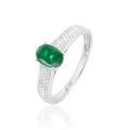 Histoire d'Or Bague Crista Or Blanc Emeraude Et Diamant
