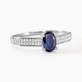 Histoire d'Or Bague Solitaire Or Blanc Crista Saphir Diamants