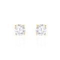 Boucles d'oreille sur Grenoble : Histoire d'Or Boucles D'oreilles Puces 4 Griffes Or Jaune Diamant Synthetique