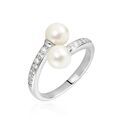 Histoire d'Or Bague Ajustable Argent Blanc Jeronimo Perle Oxydes De Zirconium