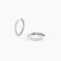 Boucles d'oreille sur Grenoble : Histoire d'Or Cr&eacute;oles Classique Argent Blanc Jussi Oxyde De Zirconium