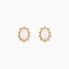 Histoire d'Or Boucles D'oreilles Puces Vintage Love Plaqu&eacute; Or Jaune Pierre De Lune