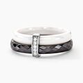 Histoire d'Or Bague Barette Bicolore Ceramique Argent Blanc Oxyde De Zirconium