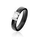 Histoire d'Or Bague Solitaire Ceramik Design Argent Oxyde De Zirconium Et C&eacute;ramique