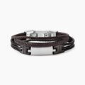 Bracelet Jourdan Thasos Cuir Noir Et Marron