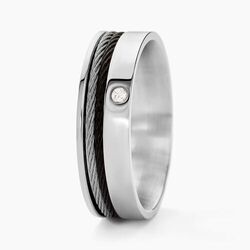 Jourdan Bague Madine Acier Blanc Diamant