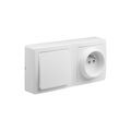 Prise en saillie blok blanc 1 pi&egrave;ce(s) prise 2p+t + va-et-vient blok blanc monobloc 2 en saillie horitonzal 2p+t + va-et-vient - debflex