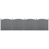 HELLOSHOP26 4 pièces de clôture barrière brise vue brise vent bois composite WPC demi-cercle arrondi 185 x 747 cm gris 03_0000229
