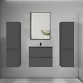 AICA SANITAIRE Ensemble meuble de salle de bains 60cm vasque + colonne + miroir,anthracite