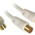 APM Cordon tv mâle mâle 9.52mm blanc 5m + adaptateur femelle