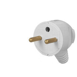 Prise m&acirc;le 2P+T (prise Fran&ccedil;aise) 16A blanche coud&eacute;e Eur'ohm