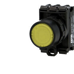 Bouton poussoir lumineux jaune complet IMO �22mm, 1NO+1NC, LED 24V