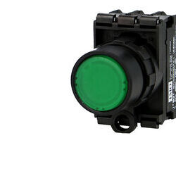 Bouton poussoir lumineux vert complet IMO �22mm, 1NO+1NC, LED 24V