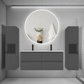 AICA SANITAIRE AICA Ensemble meuble double vasque L.120cm 4 tiroirs + lavabo + LED miroir rond 120cm + 2*colonne,anthracite A Apprieu