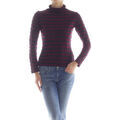 T-shirt Guess Top Olga Noir Bordeaux &agrave; Rayures W74P0G Rouge