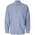 Chemise Selected Noos Slimnew-linen Shirt L/S - Medium Blue Denim