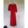 Robe Zara Robe longue fendue rouge