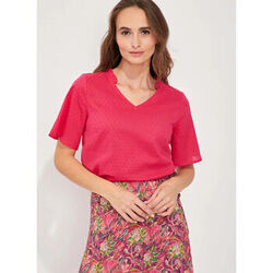T-shirt La Fiancee Du Mekong Top col volant&eacute; coton bio MANJU Rose
