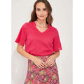 Tee-shirts sur Grenoble : T-shirt La Fiancee Du Mekong Top col volant&eacute; coton bio MANJU Rose