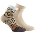 Chaussettes Kindy Lot de 2 paires de socquettes en coton fantaisie z&eacute;brures Beige