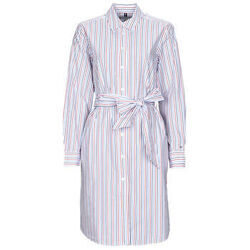 Robe courte Tommy Hilfiger ORG CO GBL STP KNEE SHIRT DRESS