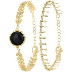 Bracelets Sc Boh&egrave;me B3293-DORE-ONYX-NOIR Dor&eacute;