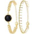 Bracelets Sc Boh&egrave;me B3293-DORE-ONYX-NOIR Dor&eacute;