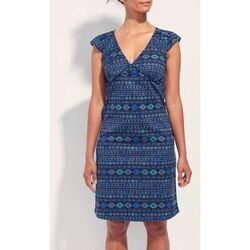 Robe courte La Fiancee Du Mekong Robe coton imprim&eacute; col V sans manche OJANY Bleu