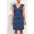 Robe courte La Fiancee Du Mekong Robe coton imprim&eacute; col V sans manche OJANY Bleu