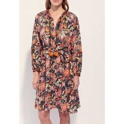 Robe courte La Fiancee Du Mekong Robe ample imprim&eacute;e coton bio ELUZAI Noir