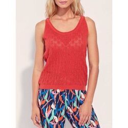 Pull La Fiancee Du Mekong D&eacute;bardeur maille ajour&eacute;e AJANEL Rouge