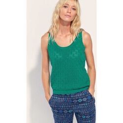 Pull La Fiancee Du Mekong D&eacute;bardeur maille ajour&eacute;e AJANEL Vert
