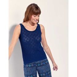 Pull La Fiancee Du Mekong D&eacute;bardeur maille ajour&eacute;e AJANEL Bleu