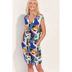 Robe courte La Fiancee Du Mekong Robe imprim&eacute;e coton lin YANI Violet