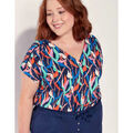 Chemise La Fiancee Du Mekong Blouse fluide imprim&eacute;e col V Ecovero VALERIA Bleu Grenoble