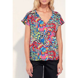 Chemise La Fiancee Du Mekong Blouse fluide imprim&eacute;e col V Ecovero VALERIA Noir