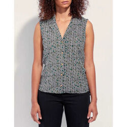 Chemise La Fiancee Du Mekong Chemisier imprim&eacute; sans manche coton lin ROSA Vert