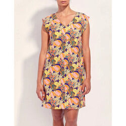 Robe courte La Fiancee Du Mekong Robe imprim&eacute;e coton lin YANI Orange