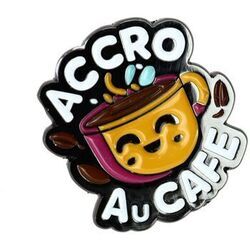 Broches Clj Charles Le Jeune Pin's accro au caf&eacute; Marron