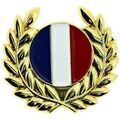 Broches Clj Charles Le Jeune Pin's Lauriers dor&eacute;s et drapeau Fran&ccedil;ais Jaune