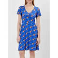 Robe courte La Fiancee Du Mekong Robe imprim&eacute;e fluide col V Ecovero LORENE Bleu