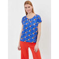 Tee-shirts sur Grenoble : T-shirt La Fiancee Du Mekong Top imprim&eacute; fluide motif r&eacute;tro MIA Bleu